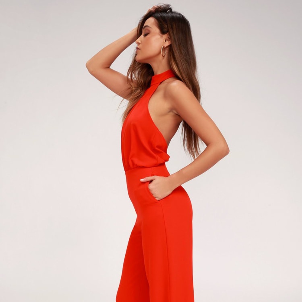 Lulu’s Red Alter Neck Jumpsuit